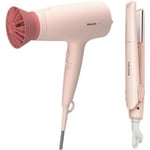 PHILIPS BHP398/00 Soin ThermoProtect Kit de coiffure - Sèche-cheveux pliable & mini Lisseur voyage