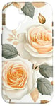 Coque pour iPhone 16 Rose Garden neutre motif pêche et gris