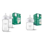 Philips Avent Lot de 2 biberons en verre à Réponse Naturelle & Avent Biberon en verre à Réponse Naturelle - 120 ml, sans BPA pour les nouveau-nés de 0 mois et + (modèle SCY930/01)