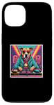 Coque pour iPhone 13 Tourne-disque DJ musique chien mixage vinyles fête graphique