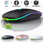 New Slim Silent Rechargeable Wireless Mouse RGB LED USB Mice MacBook Laptop PC