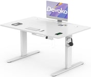 Devoko Bureau Assis Debout Électrique 120×80cm, Bureau Électrique avec Chargeur Type-C, Organiseur de Câbles et 3 Positions Mémorisables, Bureau Réglable en Hauteur (120×80cm,Blanc)