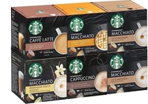 STARBUCKS - Dolce Gusto Coffee Pods (6 x 12) MACHAITTO, CAFFE LATTE, CAPPUCCINO 