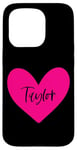 Coque pour iPhone 15 Pro Pink Taylor Prénom Cœur Amour Femme Fille Amie Personnalisé