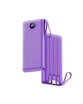 VRURC Batterie Externe 20000mAh Power Bank USB C 20W avec câbles et LED Display Batterie Portable 4 Sorties Compatible avec iPhone, Huawei, Samsung Téléphone Tablet (Violet)