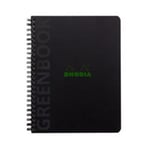 Rhodia Cahier à spirale Rhodiactive Greenbook A5+ 16 x 21 cm - 90g Perforé 6 trous Petits carreaux 5x5 160 pages