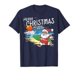 Christmas Surf Santa Going to Catch a Wave, Surfing Shaka T-Shirt