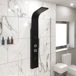 Thermostatic Shower Panel Column Tower Body Jets Twin Head Aluminium Black