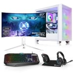 AWD-IT 3000D RGB White, AMD Ryzen 5500, NVIDIA RTX 3060 12GB, Windows 11, 27" Curved 165Hz Monitor Next Day Gaming PC Package