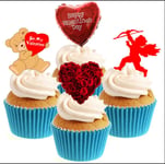 Novelty Valentines Day Mix 12 Edible Stand Up wafer paper cake toppers romantic