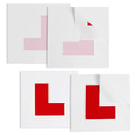 Onarway Learner Plate L Plate 4 Pack for driver learner, 2 PCS of Self Adhesive L Sticker & 2 PCS of Electrostatic L Plates for Car Window, No Fading No Blow off Easy to Move without Scratching