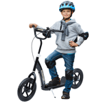 Teen Push Scooter - Kids Stunt Scooter with 12" EVA Tyres, Black