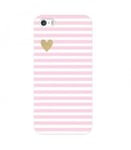 Coque Iphone 7 PLUS Iphone 8 PLUS raye rose blanc coeur dore