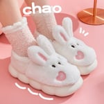 Rabbit Tofflor Hem Kawaii Skor Dam Kanin Fluffiga Tofflor Vinter inomhussandaler Korta stövlar White 36-37