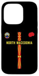 Coque pour iPhone 14 Pro Drapeau et silhouette carte de la Macédoine du Nord, emblème national