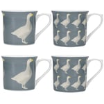 KitchenCraft Lots Of Mugs & Kisses Bone China Geese Set Of 4 Fluted Coffee Cup