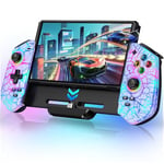 HELLCOOL Switch Controller for Nintendo Switch/OLED,Switch Pro Controller for Handheld Grip with Hall Effect Joystick,One-Piece Switch Joycon with Turbo/Programmable/6-Axis/Vibration/RGB/4 Card Slot