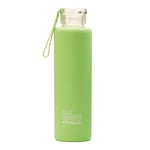 Irisana - Bouteille - 550 ml - Vert - 7 x 7 x 25 cm - Bouteille en Verre - Avec Housse en Silicone - Borosilicate et Silicone - Collection Bbo