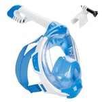 AQUASTIC Kai Masque de plongée intégral Taille L/XL Vision à 180° Système de Circulation de l'air Col de Fond en Silicone Valve Anti-Vapeur Polycarbonate Fenêtre de visualisation Couleur Bleu