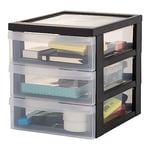 Iris Ohyama, Tour de Rangement Plastique, 3 Petits Tiroirs, Noir, Ouverture Facile, Format A5, Meuble, Organisateur, Fournitures, pour Bureau, Fourniture Scolaire, Papeterie, Sans BPA, DC-A5