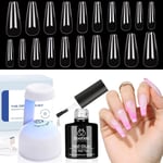 Beetles Nail Tips and Glue Gel Kit, 2 In 1 Nail Glue and Base Gel with 500Pcs