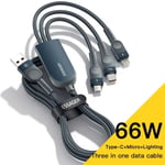 3 in 1 Fast Charging Cables for iPhone Samsung USB to Type C iOS Data Cables