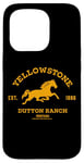 Coque pour iPhone 15 Pro Yellowstone Dutton Ranch Est. 1886 Running Horse Brown Logo