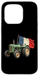 Coque pour iPhone 15 Pro Tracteur Agricole Vert Drapeau Français Agriculteur Ferme