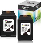 CKMY 301 Remanufactured for HP 301 XL Black Ink Cartridge Compatible for HP Envy 4500 5530 4502 DeskJet 2540 1050 1000 1510 3050 2050 1010 2510 1512 3050a OfficeJet 2620 4630 Printer (Black, 2 Pack)