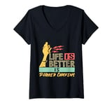 Womens Life Is Better Is Rubber Chickens Fun V-Neck T-Shirt