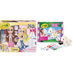 CRAYOLA Colour 'n' Style Friends: Goldie - Catwalk Playset | For Kids Aged 3+ & CRAYOLA Colour 'n' Style Unicorn | Colour Your Own Unicorn Again and Again | for Kids Aged 4+