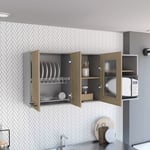 Meuble de cuisine Hasselt, avec armoires et étagères intérieures 60CM l x 150CM p x 40CM p Gris / Rovere