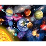 N/C Aint By Numbers Kits Acrylic Paints Set Diy Canvas Oil Painting Gift Kits Home Decoration- Prosperous Solar System 16*20 Inch