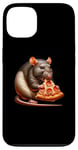 Coque pour iPhone 13 Drôle de rat mangeant des pizzas peperoni