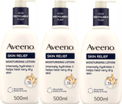 3 x Aveeno - Skin Relief  Lotion - With Triple Oat & Shea Butter - 500 ml