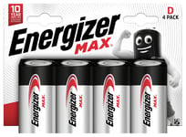 Energizer Max Alkaline D Batteries - Pack of 4