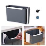 Poubelle Pliable Cuisine, Poubelle Suspendue Poubelles de Cuisine pour Cuisine, Salle de Bain, Chambre à Coucher, Siège Auto - Grand Calibre, Pliable, Design Suspendu (Gris)