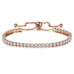 PRETTERY Shining Rose Gold Plated Adjustable Tennis Bracelet with Swarovski Element Crystal,Gift for Women