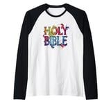 Colorful Holy Bible Costume Raglan Baseball Tee