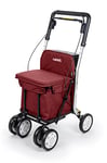 Carlett - Chariot de courses et déambulateur avec siège pour personnes âgées - Chariot pliable à 4 roues pour supermarché, avec sac amovible de 29 L/15 kg et plateau porte-objets - Couleur rouge.