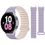 HITZEE Compatible avec Bracelet Samsung Galaxy Watch 7/FE/6 40mm 44mm/Watch 6 Classic/Watch 5/Watch 4, 20mm Bracelet Magnétique Silicone Band pour Galaxy Watch 4 Classic/Watch 5 Pro, Violet-Rose