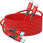 Lot De 2 Câbles De Données Usb C Rouge 10 Gbit/S De Transfert De Données [3 M), Extra Long 3.2 Gen 2 Usb Vers Type C, Câble De Charge Rapide 3,1 A Pour Webcam, Téléphone Android, Iphone 16 Pro Max/15