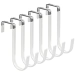 FYY 6PCS Over The Door Hooks, Door Hangers Hooks with Rubber Prevent Scratches Heavy Duty Organizer Hooks for Living Room, Bathroom, Bedroom, Kitchen Hanging Clothes, Towels, Hats, Coats, Bags White