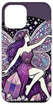 Coque pour iPhone 12 Pro Max Illustration de fée en cristal violet améthyste