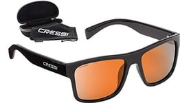 Cressi Spike Sunglasses Lunettes de Soleil Sportif Adulte Unisexe, Noir/Verres Miroir Orange, Taille Unique