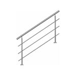 No Brand - Bc-elec - AHM1403 Main courante d'escalier 140cm, balcon, balustrade, garde-corps en inox avec 3 barres transversales, install. à plat ou