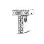 TINSLO 925 Sterling Silver Charms Beads Initial T Letter for Pandora Bracelet, Dangle Pendant Charms for Necklace and Bracelet Jewelry Gifts for Women Girls