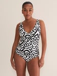 Phase Eight Ikat Swimsuit, Black/Ivory