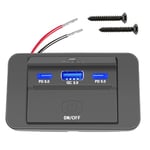 Prise USB pour Camping-Car, Prise USB 12V Montée au Mur, Chargeur Voiture 78W QC3.0 USB, Double PD3.0 Type C Téléphone Portable Charge Rapide étanche pour 12V/ 24V Bateau Camping-Car Voiture