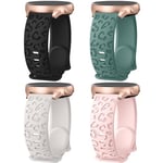 Towsnails 4 Pack Leopard Engraved Samsung Watch Straps Compatible with Samsung Galaxy Watch 6/5/5 Pro/4 40mm 44mm/Watch 4 Classic, Adjustable Silicone Sport Straps Band for Galaxy Watch - 20mm